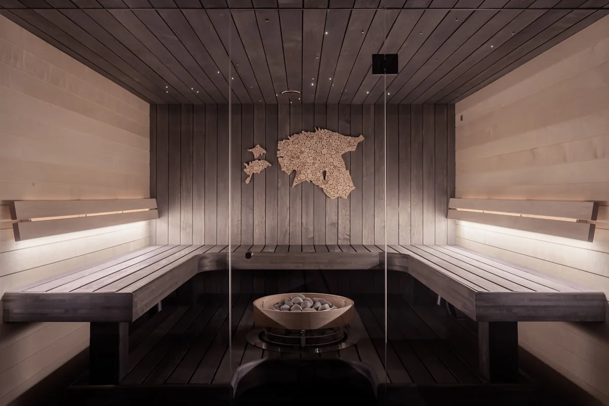 Luxury custom sauna set in a serene Florida landscape